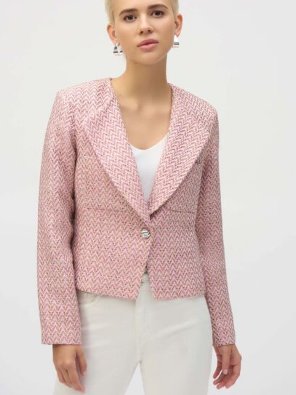 Joseph Ribkoff Pink Multi-Color Tweed Blazer